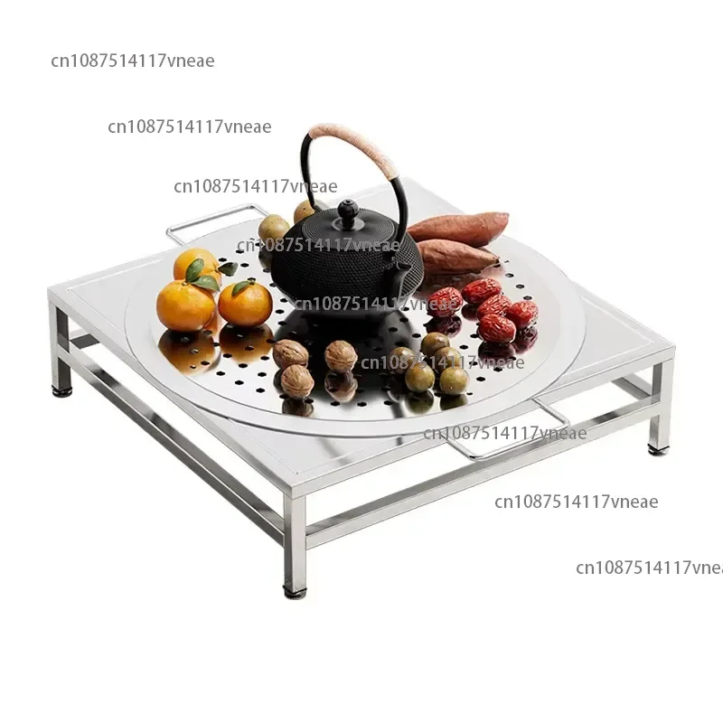 Stainless Steel Charcoal Brazier Fire Pit Portable Indoor Heating Stove with Tea Brewing Grill Rack for Home Patio Courtyard