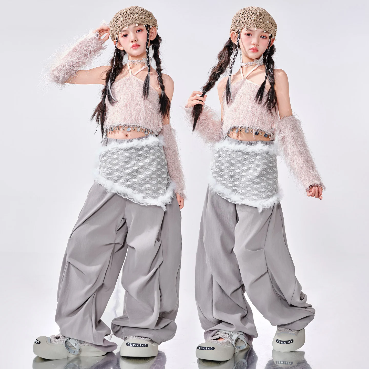 

2025 Girls Jazz Hip Hop Dance Costume Kpop Modern Dance Performance Clothes Catwalk Concert Stage Wear Navel Tops Pants BL16306