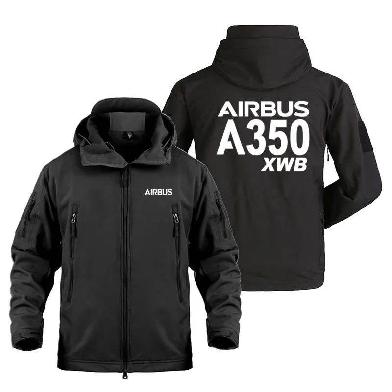 Men's Outdoor Flight Military Aviation Airbus A350xwb Pilots Aircraft SoftShell Tactical Shark Skin Fleece Warm Coats Jackets