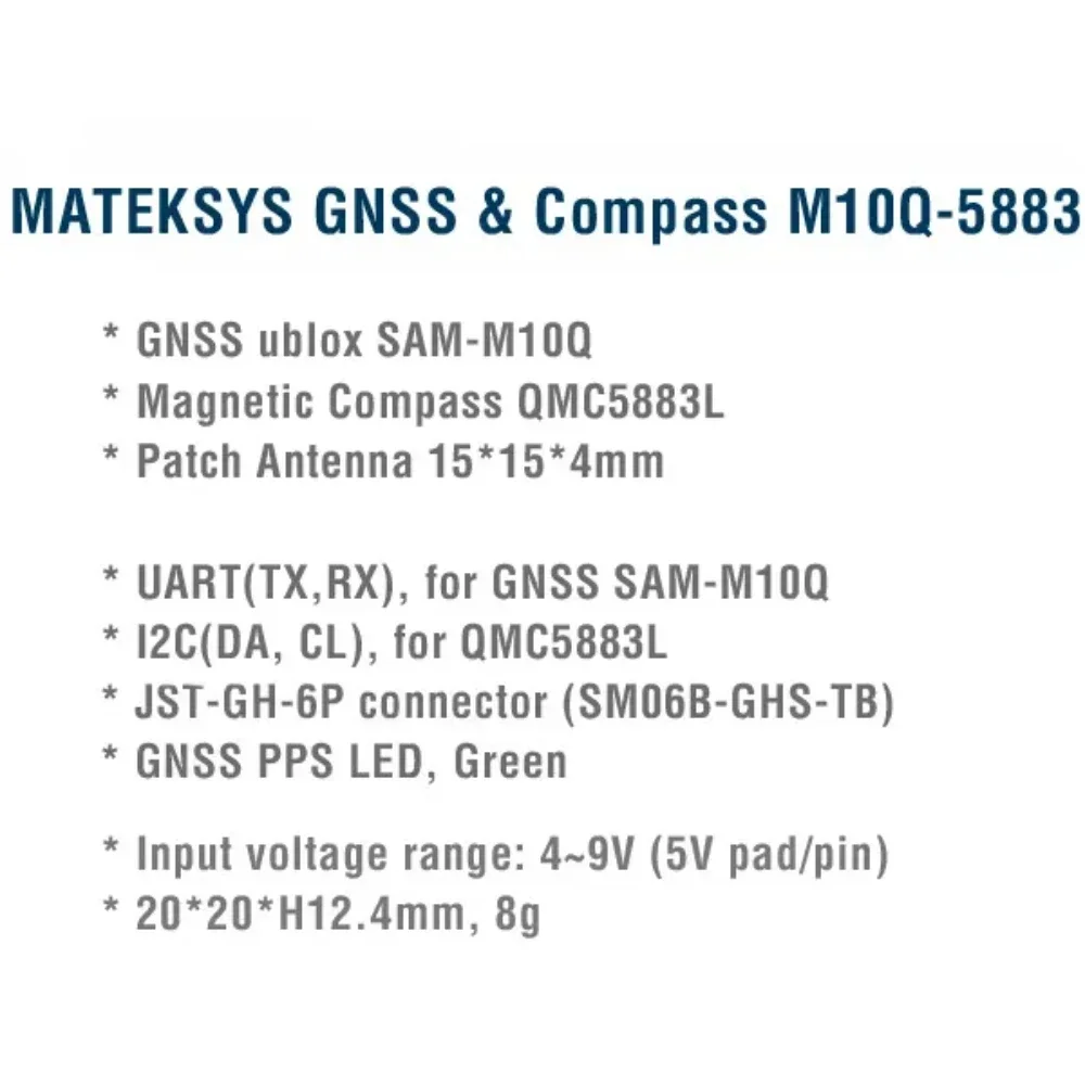 Matek M10Q-5883 GPS GNSS مع بوصلة QMC5883L وحدة رقمية AirSpeed 4 ~ 9 فولت لطائرة سباق FPV بدون طيار