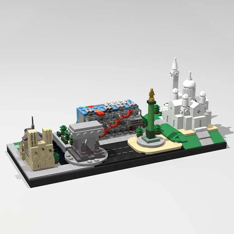 Escenas urbanas de la calle, horizonte de París, arquitectura Modular de punto de referencia, modelo de bloques de construcción, juguete de exhibición de escritorio Popular para niños, ladrillo