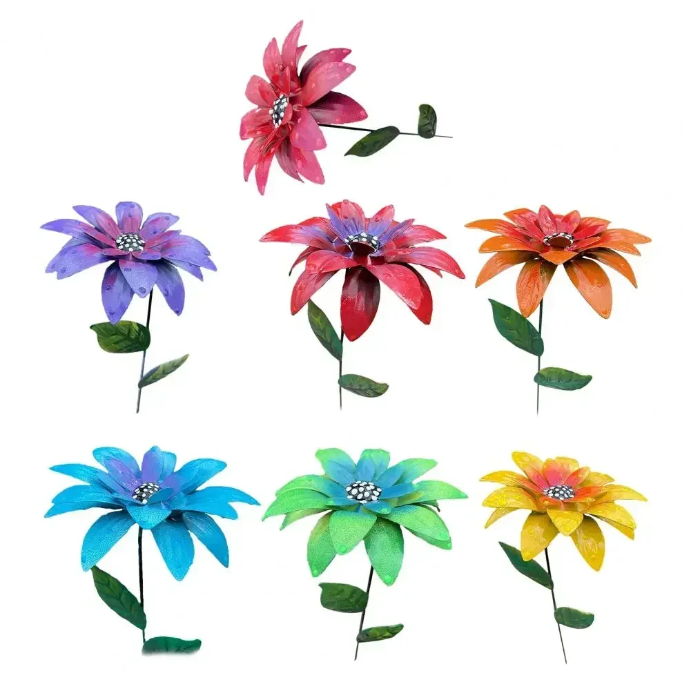 7pcs/set Metal Daylily Flower Beautiful Attractive Simulation Metal Flower Garden for Home Artificial Flowers Outdoor Decorative