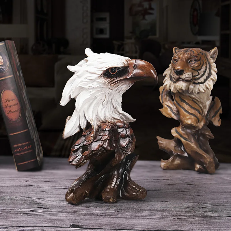 

Retro Wooden Animal Avatar Resin Decoration for Home, Office, Wine Cabinet, Animal Sculpture, Handicrafts