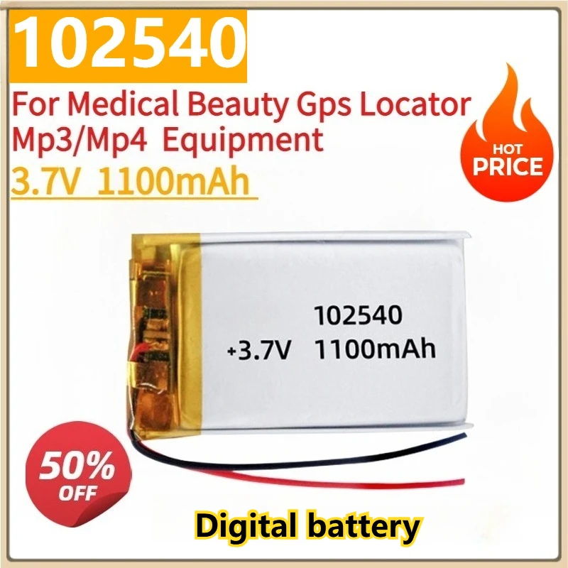 

New Lipo Lithium Digital battery 102540 3.7V 1100mAh Polymer Batteries for Medical Beauty Gps Locator Mp3/Mp4 Equipment