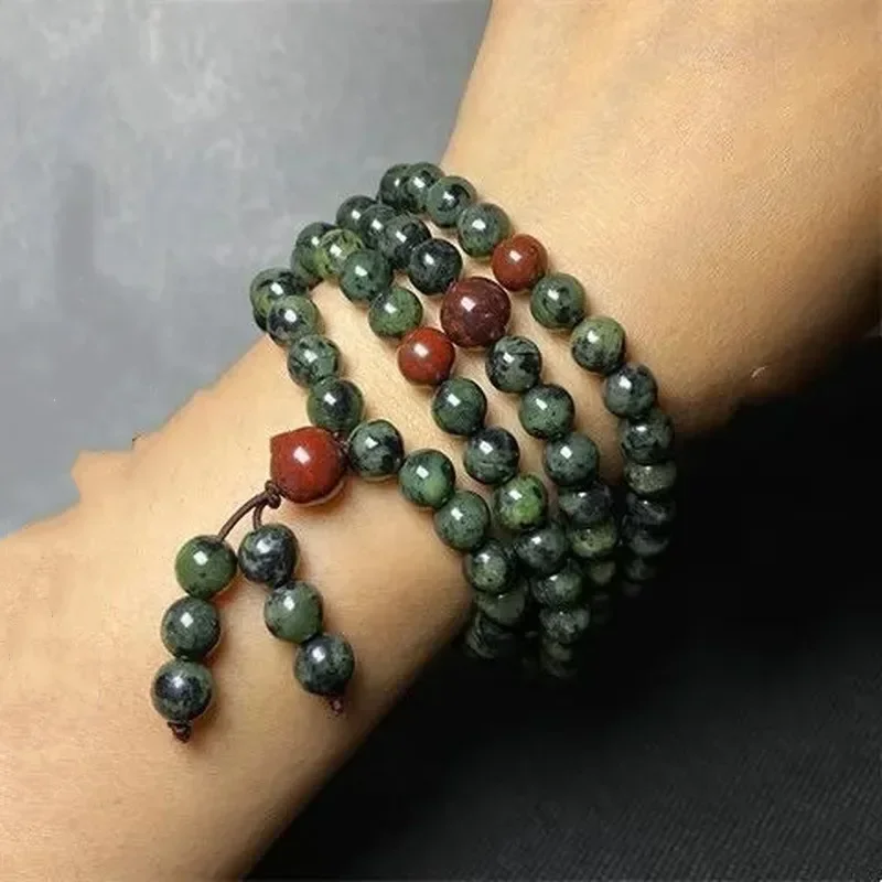 Natural Tibetan Jade Medicine Wangshi Live Magnetic 108 Multi-circle Bracelet Health Care Men and Women Bracelets Jewelry view 2