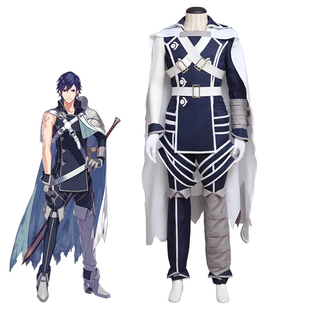 Gioco Fire Emblem Awakening Chrom Costume da principe cosplay per uomo Uniforme da combattimento con mantello Abiti da travestimento per feste di Halloween