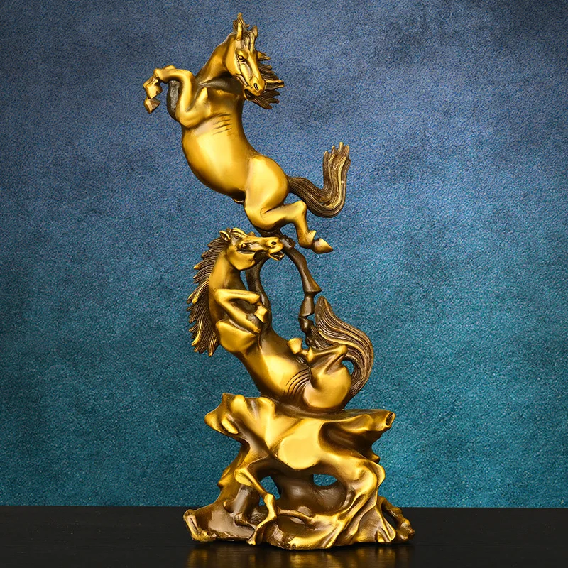 Brass zodiac horse, galloping to success, leaping horse