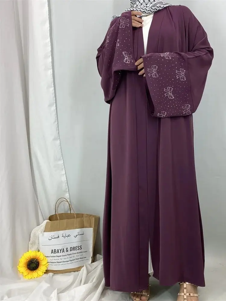 عباية مفتوحة 2025 دامن دبي كيبيا كيمونو إسلامي متواضع ملابس نسائية قفطان إسلامي رداء طويل قفطان مغربي نسائي Musulman