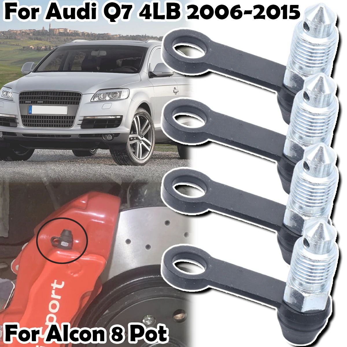 

For Audi Q7 4LB 2006 2007 - 2015 Car Front Bleeder Valves and Rubber Dust Cap Left Right Caliper Bleed Nipple Screw Repair Kit