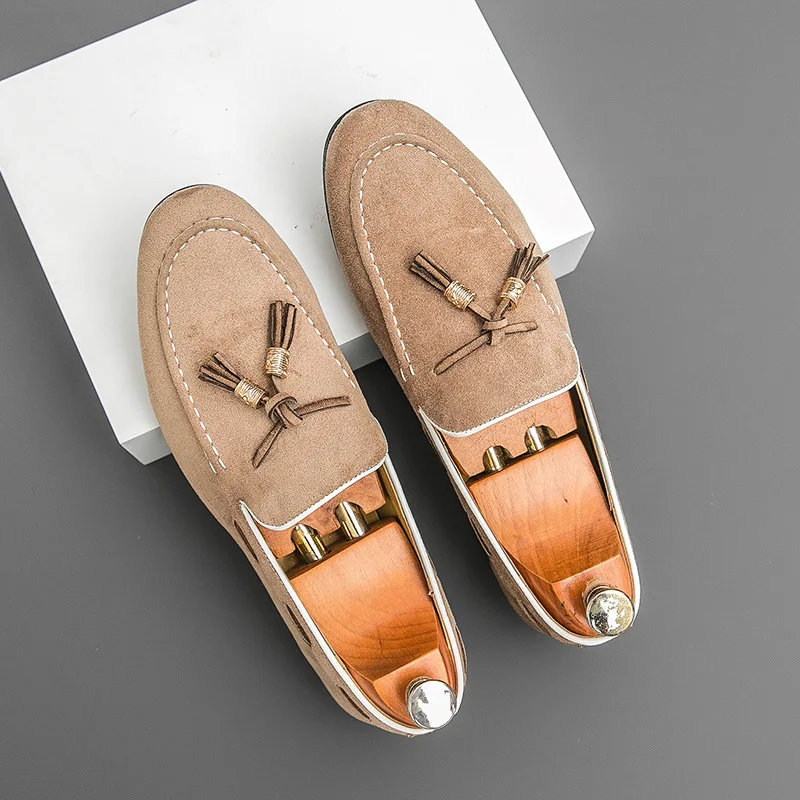 

British Style Shoes for Men Suede Leather Casual Shoes Business Leisure Dress Shoes Gentleman Fashion Slip-on Loafers