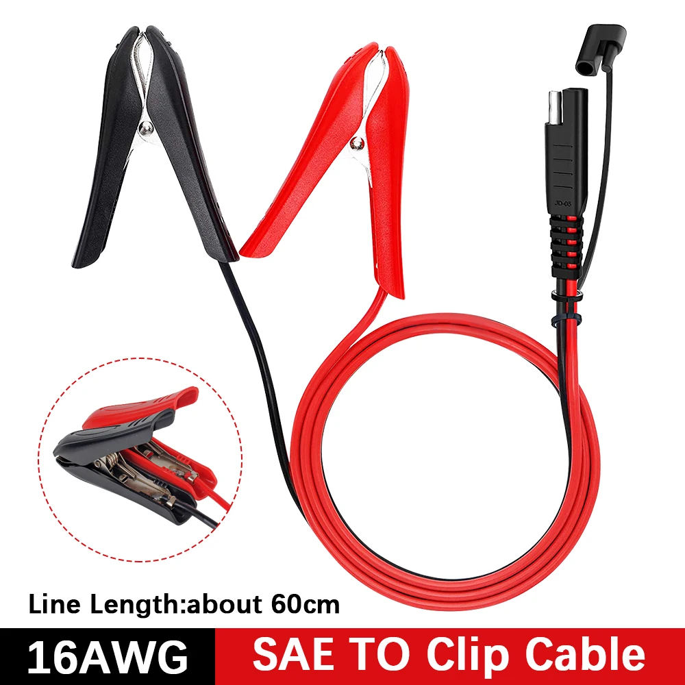 Extension Cable Alligator-Clip Line 60cm Power Charging Charger 16 AWG Car Quick Connector Car Quick Connector SAE To Clip Cable