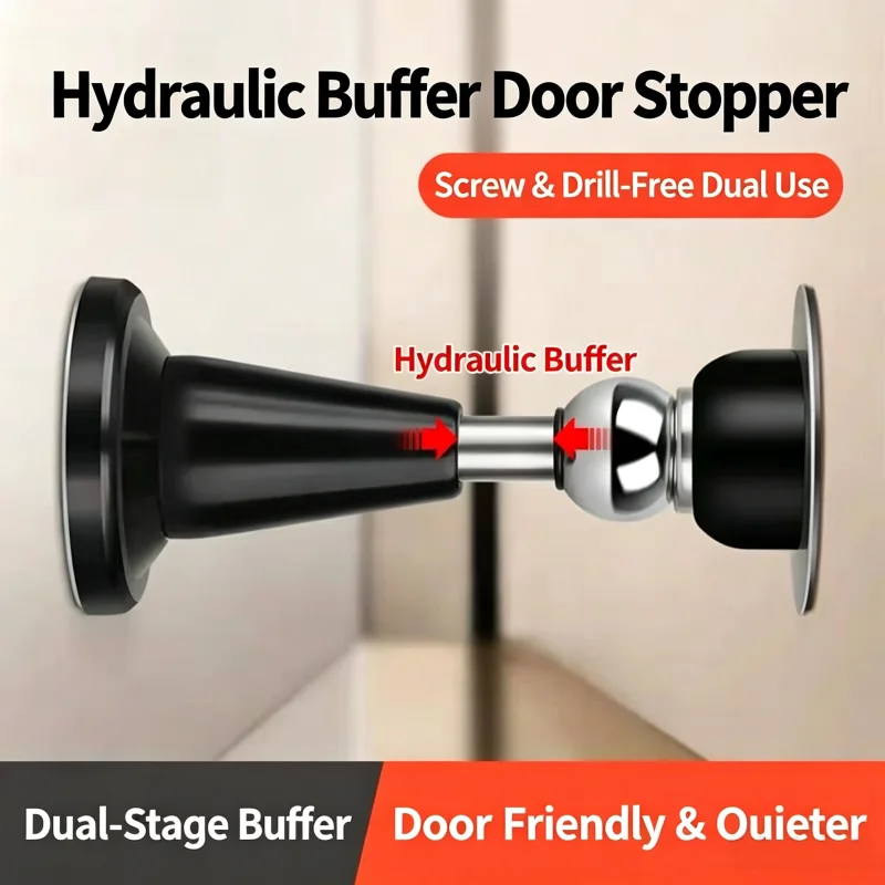 Upgraded No Drill Door Stop Hydraulic Cushion Door Holder, Wind‑Proof Anti‑Collision Floor Door Stopper, Punch‑Free Door Retaine