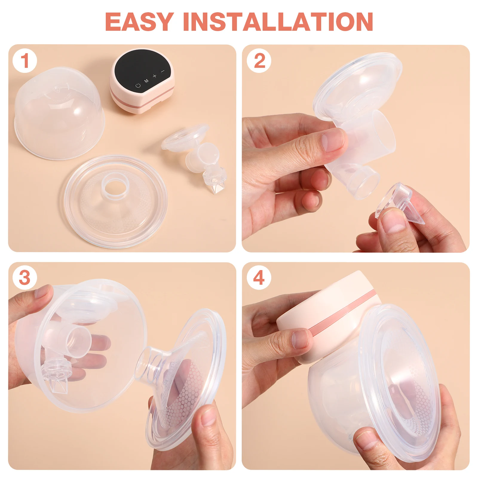 

1pcs Electric Breast Pump 1 Pink Portable Wearable Silent Suction Milk Extractor for Breastfeeding Easy to Wash No Leakage