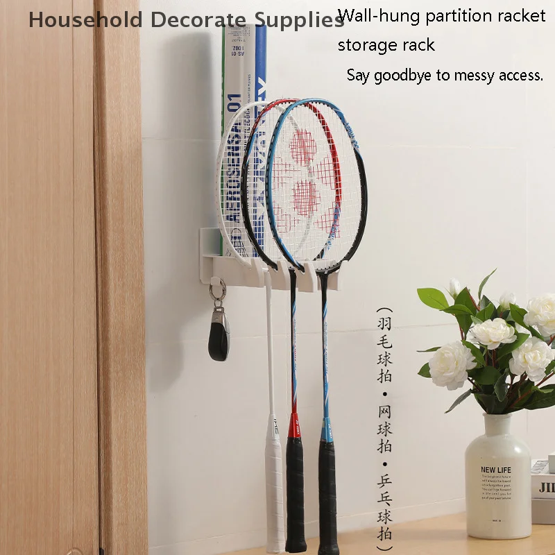 1PC Tennis Wall Rack Badminton Racket Organizer Stand Multifunctional Home Storage Organization Racket Display Organizer For