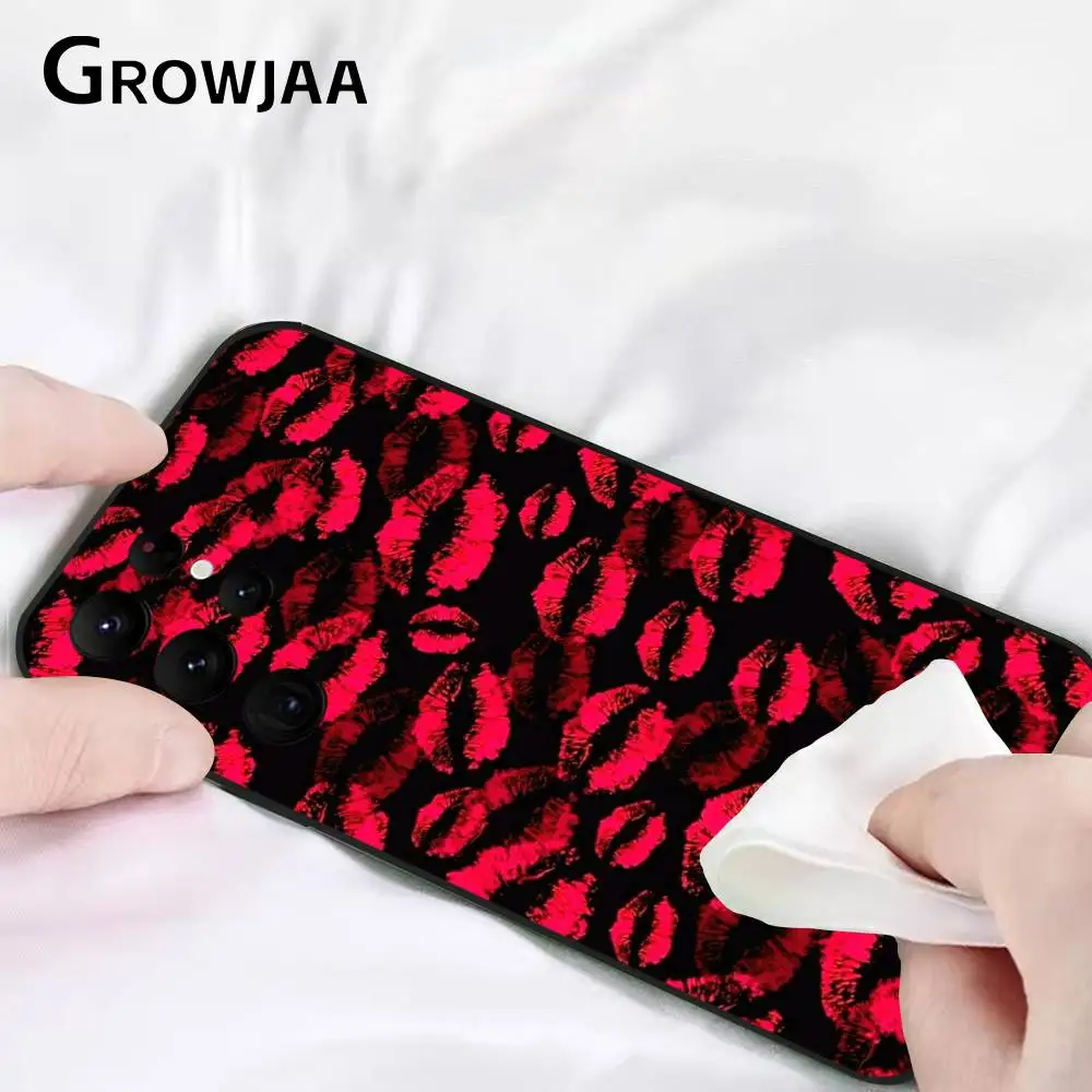 Funda de teléfono Faddish Sexy Red Lip para Samsung Galaxy S25 S24 S22 S23 Ultra S21 S20 Plus 5G