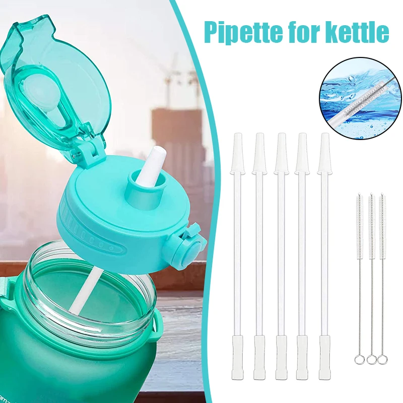 

Gallon Water Bottle Straw Trimable Reusable Straw Replacement Set With Brushes For 128 Oz/64 Oz Gallon Sports Bottle Jug