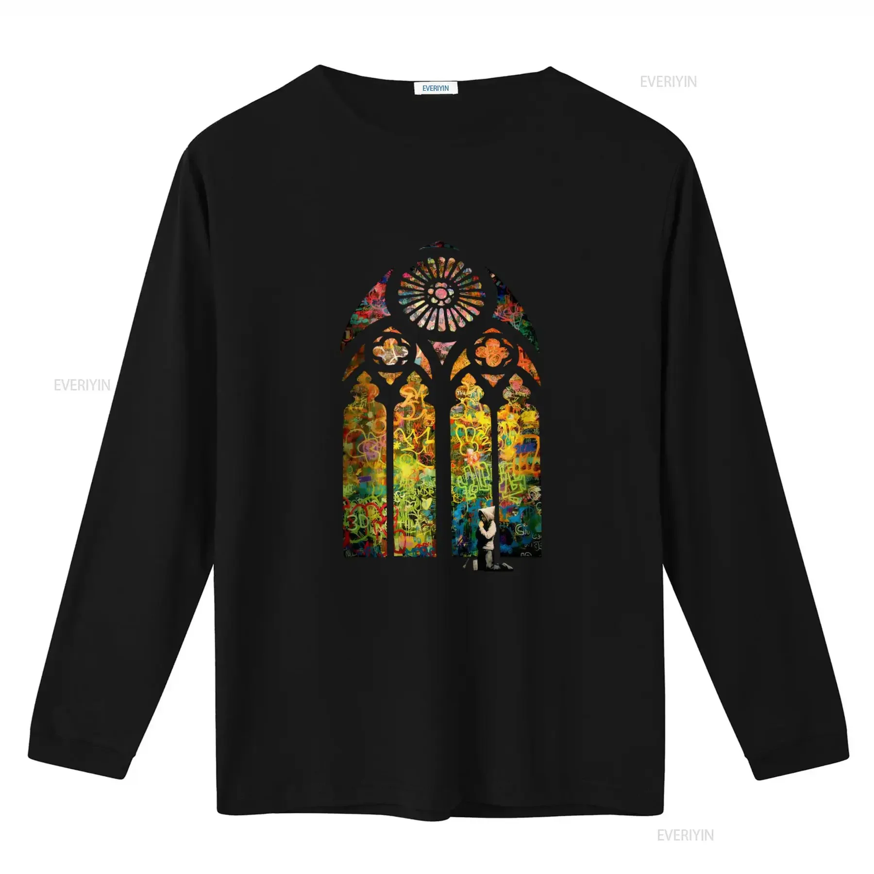 Banksy T Shirt Stained Glass Window Mens Funny Graffiti Urban Art Streetwear  vintage Washed designer clothes