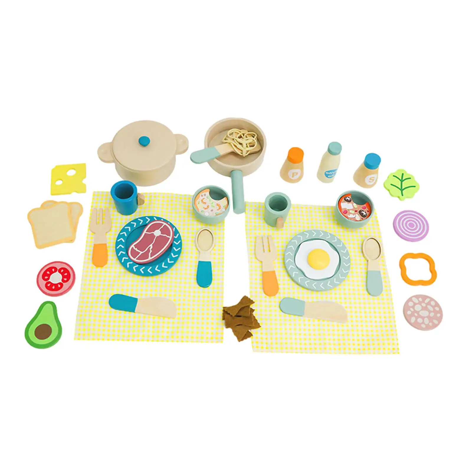 Montessori Play Kitchen Accessories Play Pots and Pans Sets Wooden Food Set for