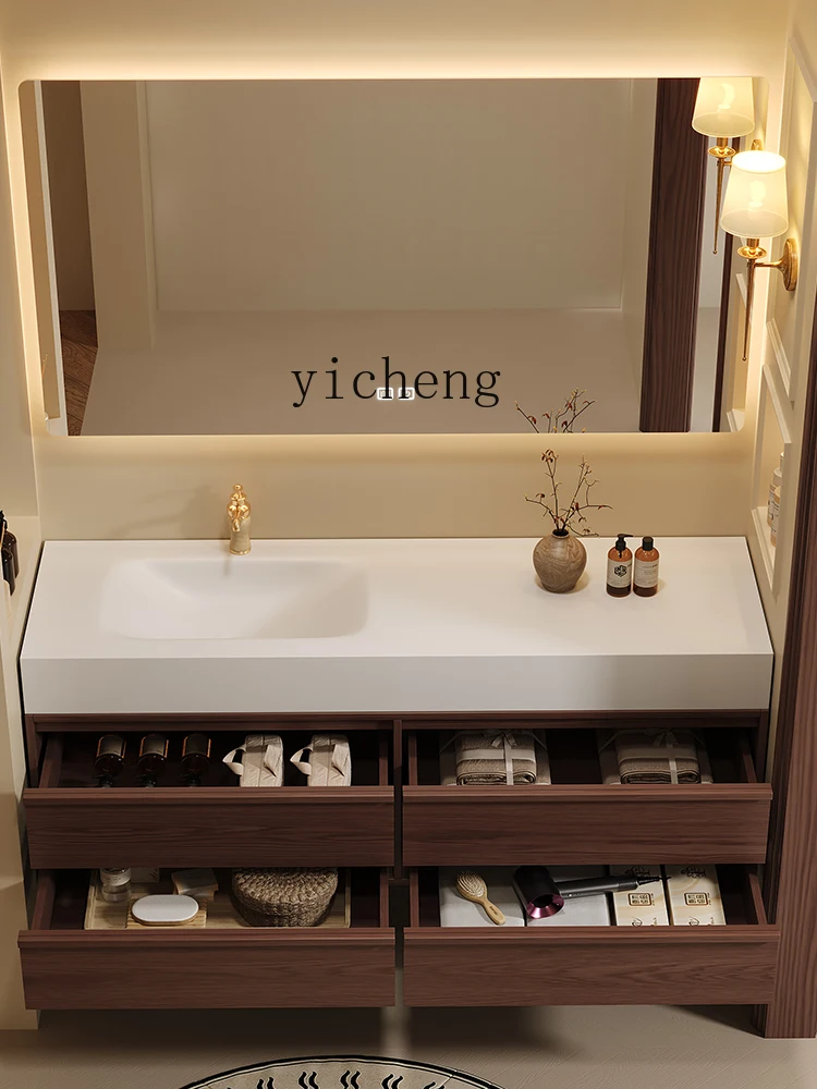 

HYS seamless ceramic basin bathroom cabinet washbasin washbasin integrated basin combination