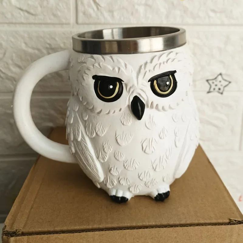 

Creative 3D Coffee Owl Mugs Funny Cartoon Animal Espresso Tea Water Cup Original Stainless Steel Resin Mug Best decorate Gifts