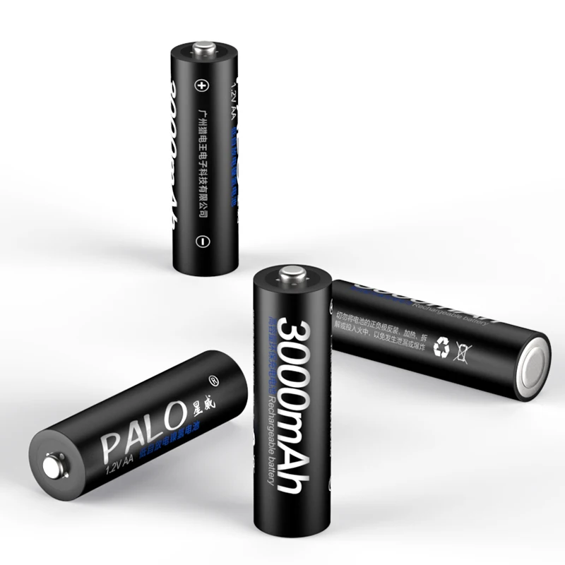 PALO AA Rechargeable Battery 1.2V NIMH AA 2A Cell With 8 Bays Charger for 21700 18650 16340 Li-Ion Batteries AA/AAA NIMH Battery