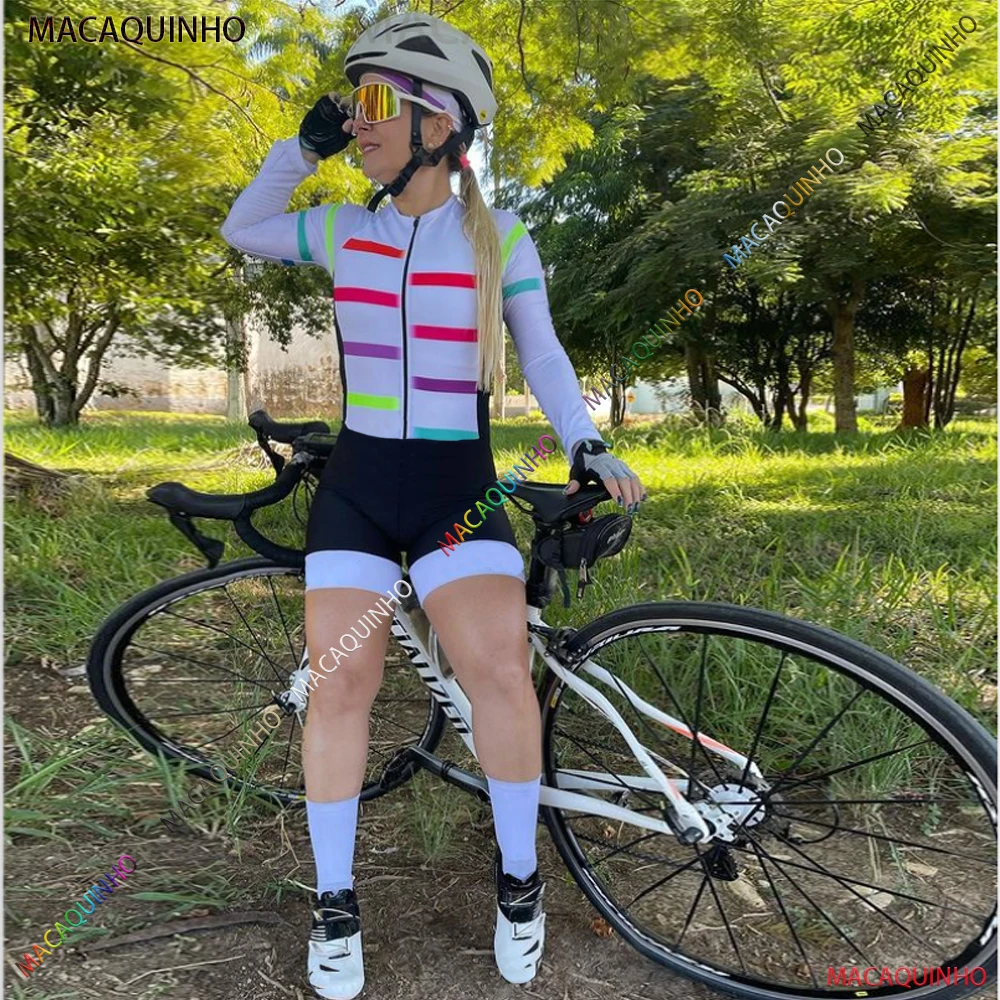 

Women's Kafitt Cycling Long Jumpsuit White Monkey Wholesale To Resell Full Bike Outfit Cycling Jersey Gel Cyclist Clothes