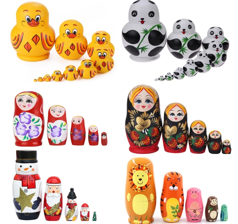 10 Layers Yellow Duck Matryoshka Wooden Dolls Toys Russian Nesting Babushka Dolls Decoration Ornaments for Home Living Room