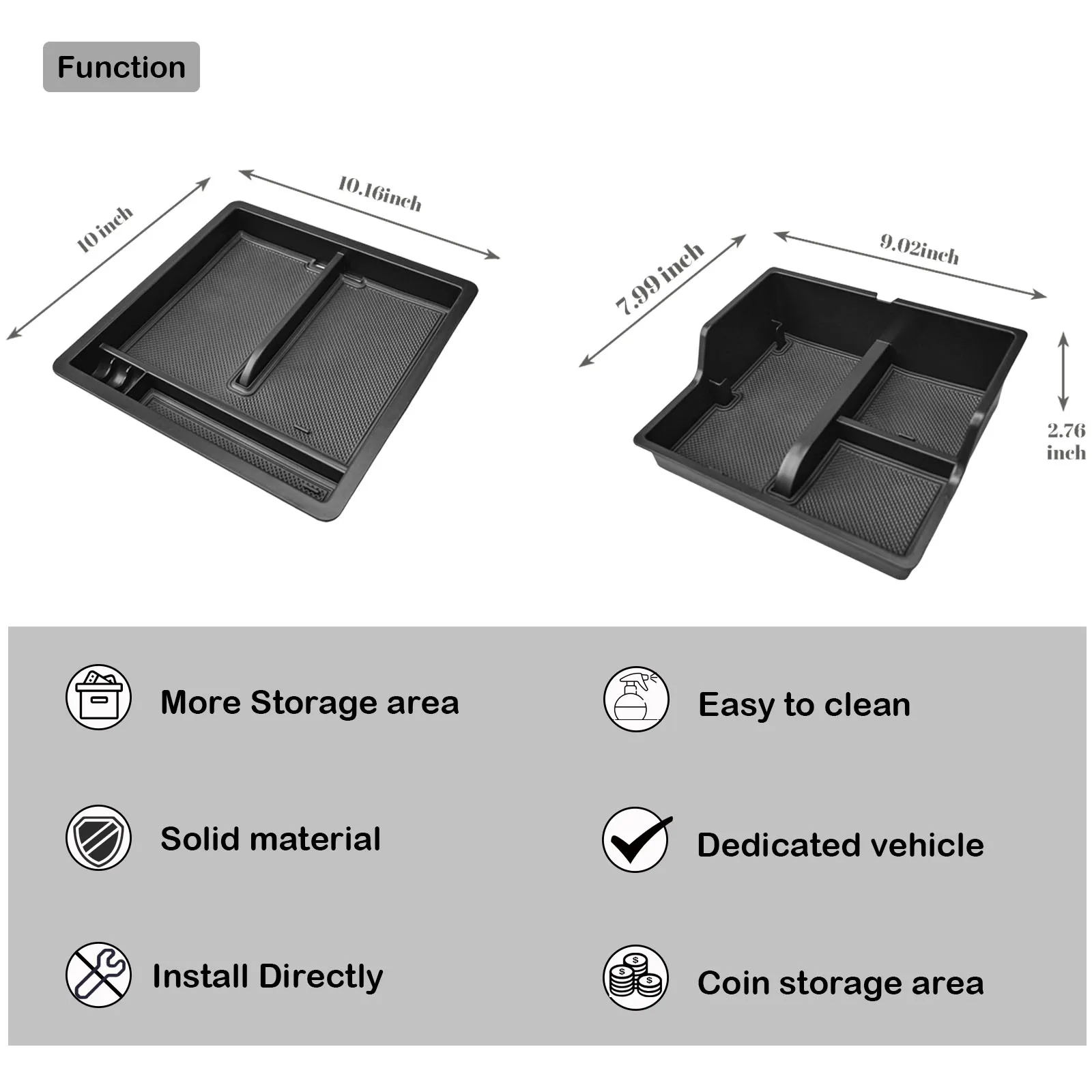 Front Center Console Organizer For 2024-2025 Chevy Silverado EV Work Truck (WT) Middle Center Console Storage Box Accessories