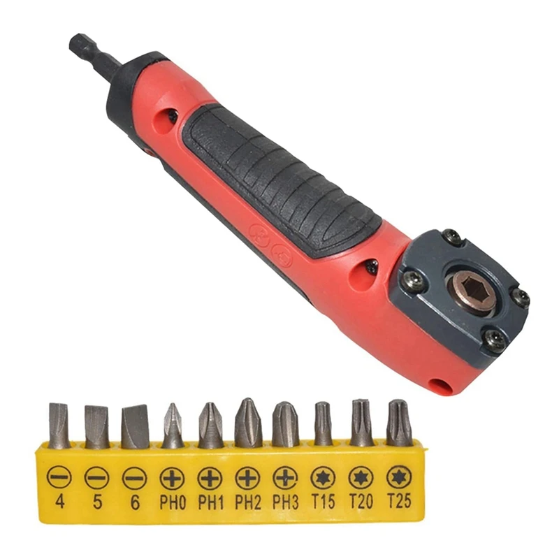 Electric Screwdriver Right-Angle Corner Operation Tool As Shown Plastic+Metal 1/4 Steering Corner Drill With 10 Batches