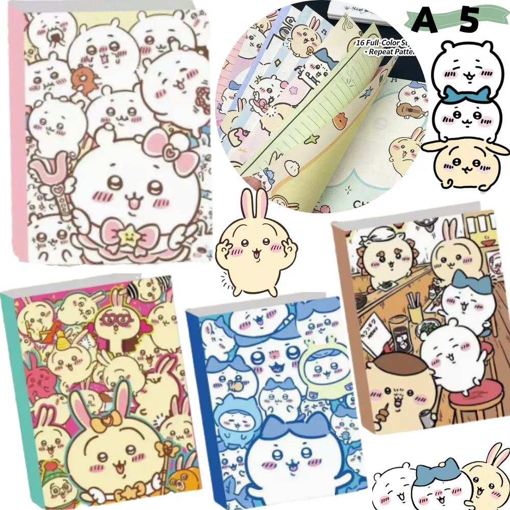 Chiikawa Cute Notebook 80 Sheets, Full Color Kawaii Journal Notepad for Note Taking School Office, Great Gift for Chiikawa Fans