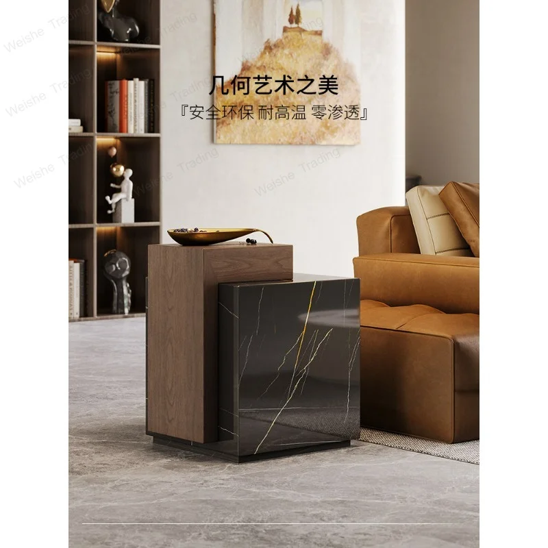 Minimalist edge few high-end living room sofa side cabinet designer creative art high-end sense solid wood corner few
