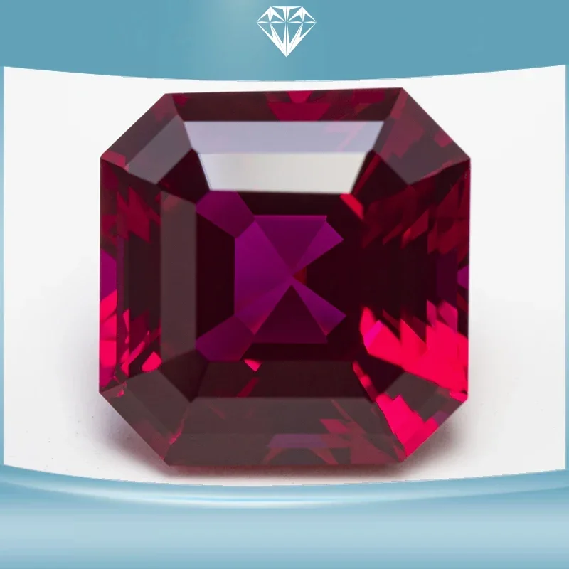 Top Lab Grown Ruby Square Red Color Asscher Cut VVS1 Gemstone Charms DIY for Jewelry Making Material Selectable AGL Certificate