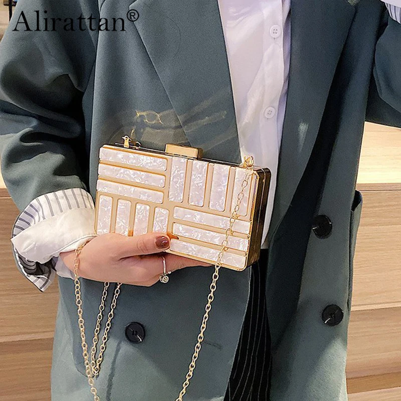 

Alirattan 2024 New Candy Color Acrylic Dinner Bags for Women Versatile Chain Makeup Clutch Party Bag sac a main femme