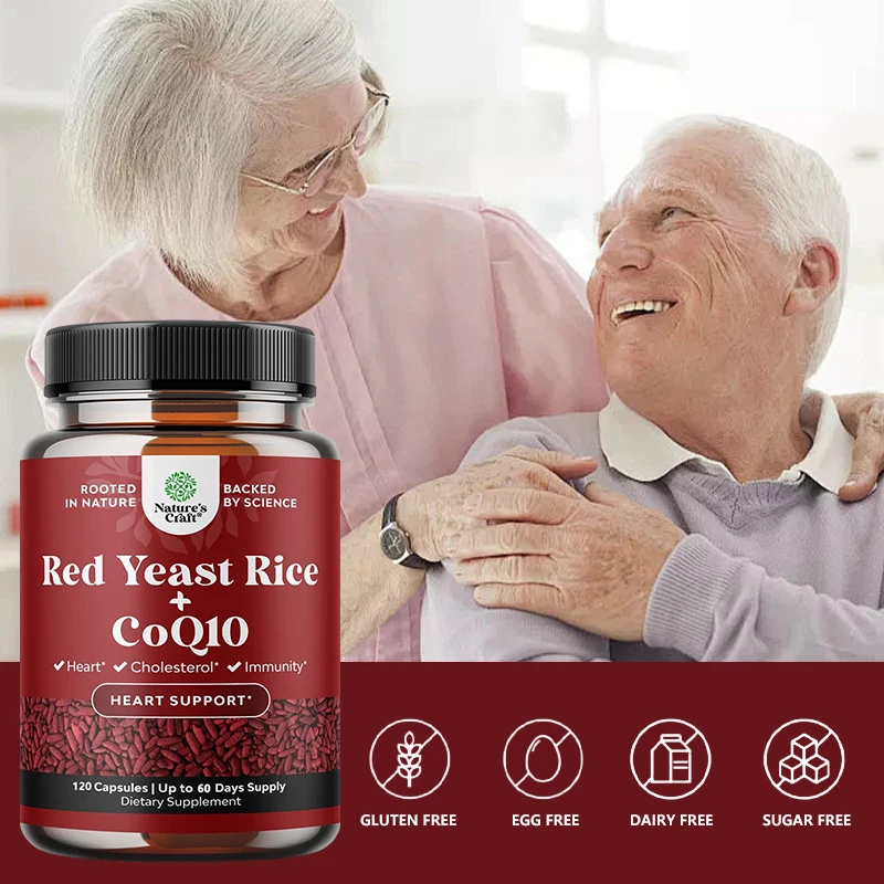 Red Yeast Rice with CoQ10 - Extra Strength - Energy, Joint Health, Heart Health & Cholesterol Supplement, Vegetarian Capsules