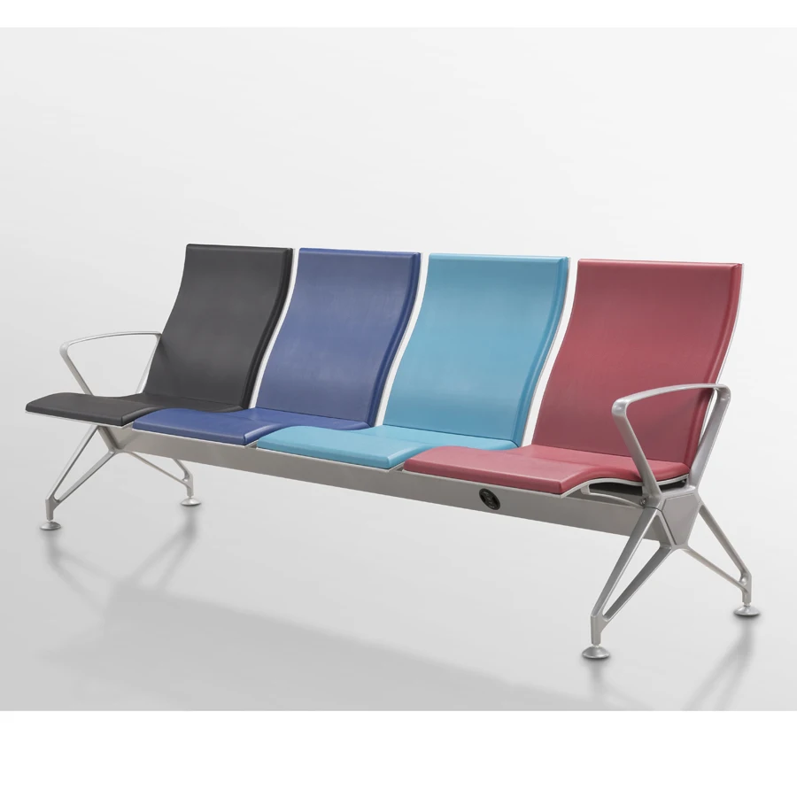 

Hospital Furniture Waiting Bench 3-5 Seats Pu Metal Waiting Bench Link Seating Airport Reception Waiting Chair for Beauty Salon
