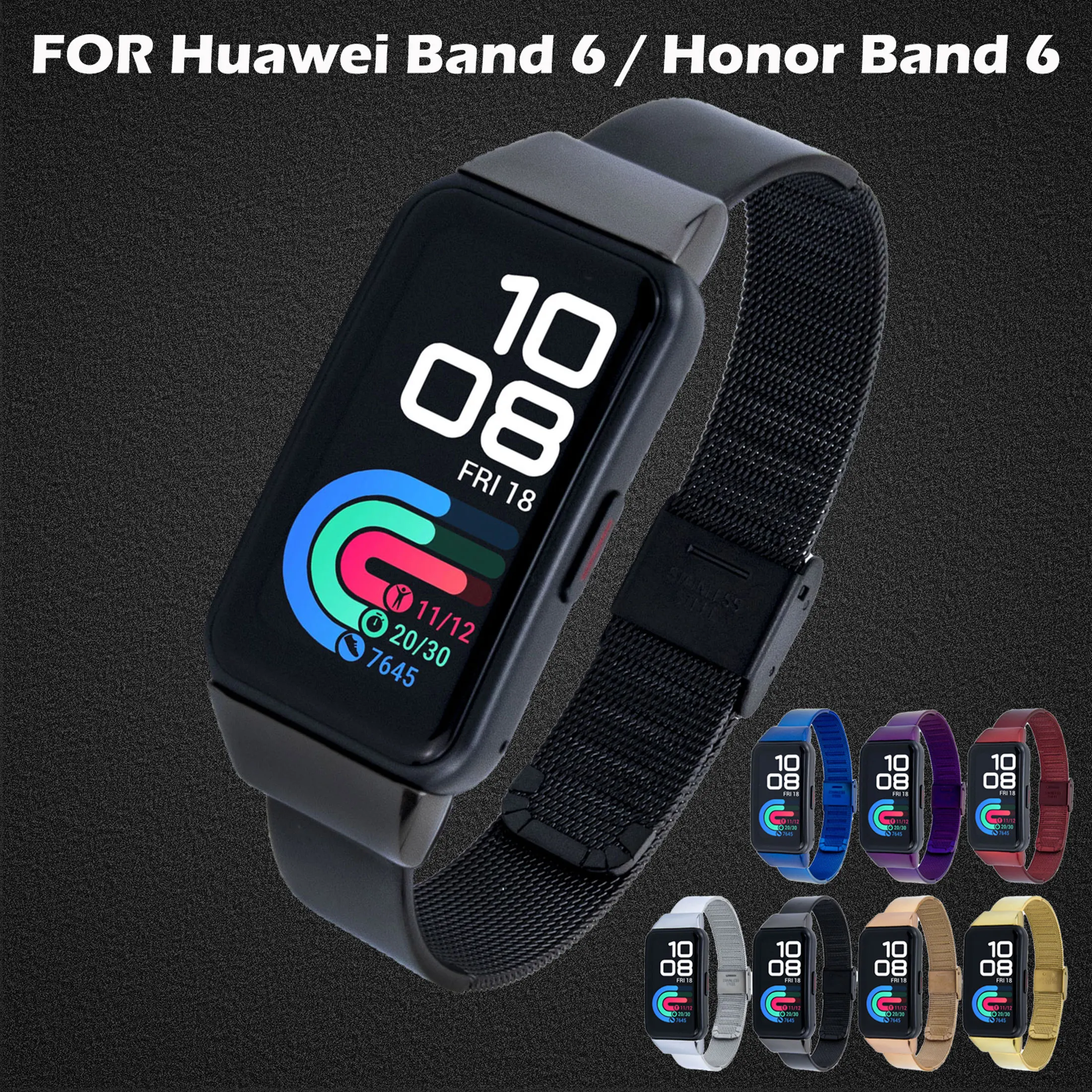 SinHGeY For Huawei Band 6 Honor Band 6 Metal Buckle Strap Stainless Steel Mesh Bracelet Replacement Wristband New