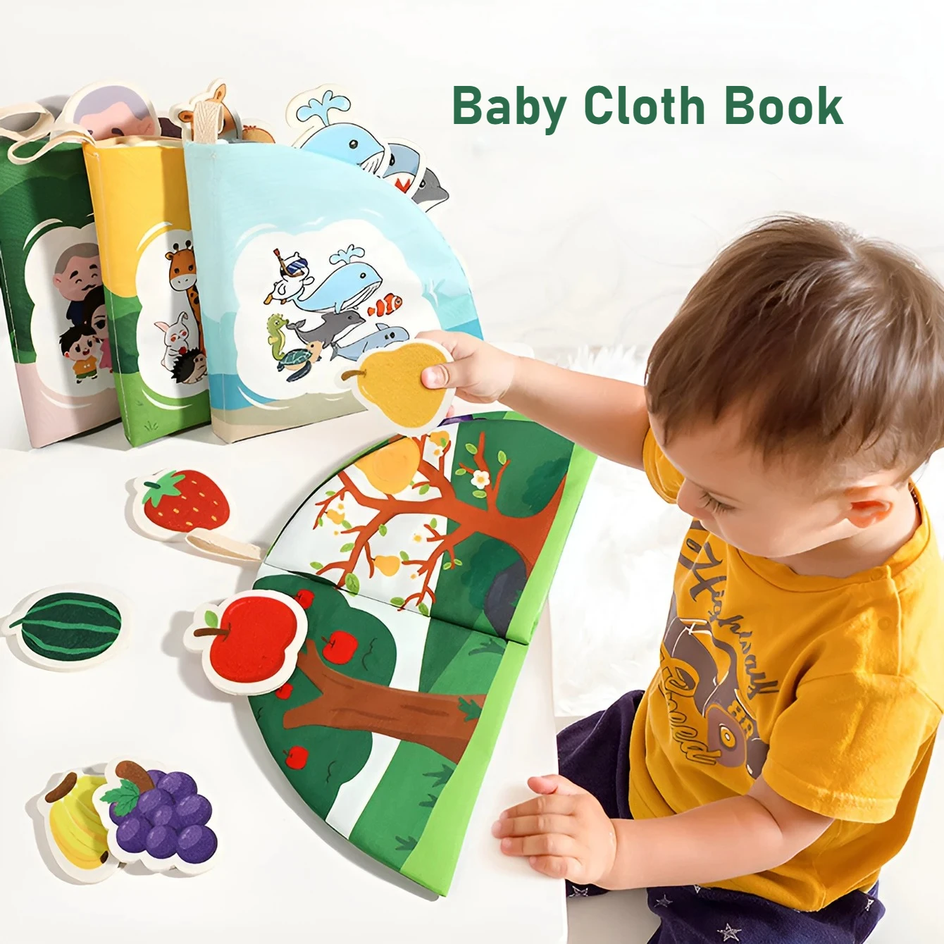 1PC Children's tear book baby cloth book toy picture matching can tear paste repeatedly tear paste cloth art Early Learning Book