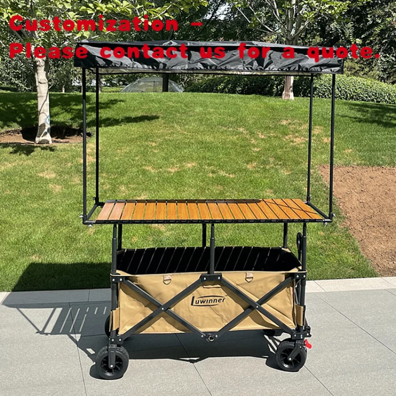 

custom.Hot Selling Steady Adjustable Folding Snack Cart Stall Cart Picnic Camping Cart with 120cm Table and Sunshade Outdoor