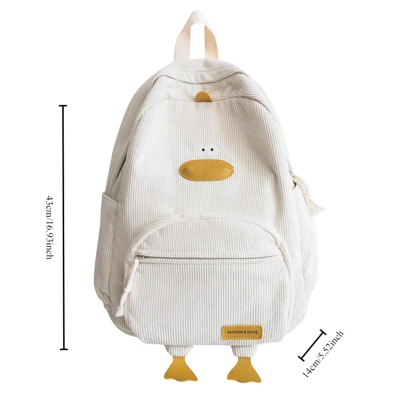 Cartoon Duckling Schoolbag Schoolbag Boys Girls Large Capacity Fashion Korean Girl Corduroy Backpack Computer Backpack Korean