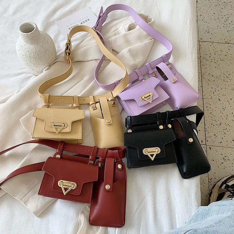 2023 neue 2Pcs Taille Taschen für Frauen Hohe Qualität PU Brust Tasche Designer Bodypack Nette Taille Pack Luxus Geldbörse umhängetasche – Detail 21