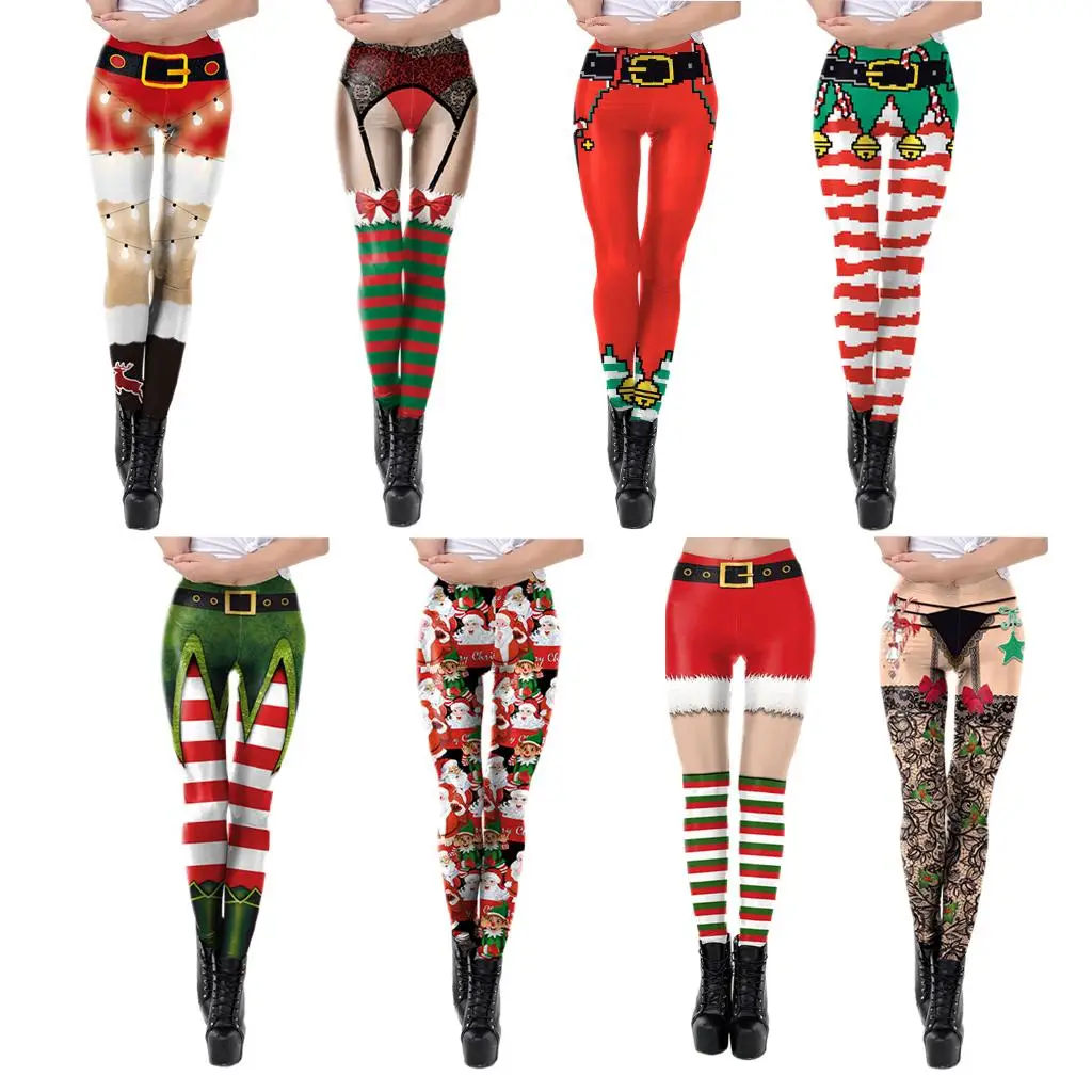 Women's Christmas Leggings Printed Trousers Fashion for Sport Holiday