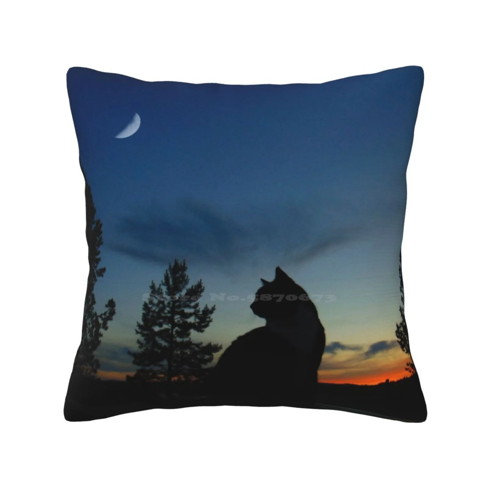 Familiar Shadow Sunset Bedroom Office Hug Pillowcase Cats Animal Anime Oc Map Pmv Amv Sunset Shadow Trees Star Moon