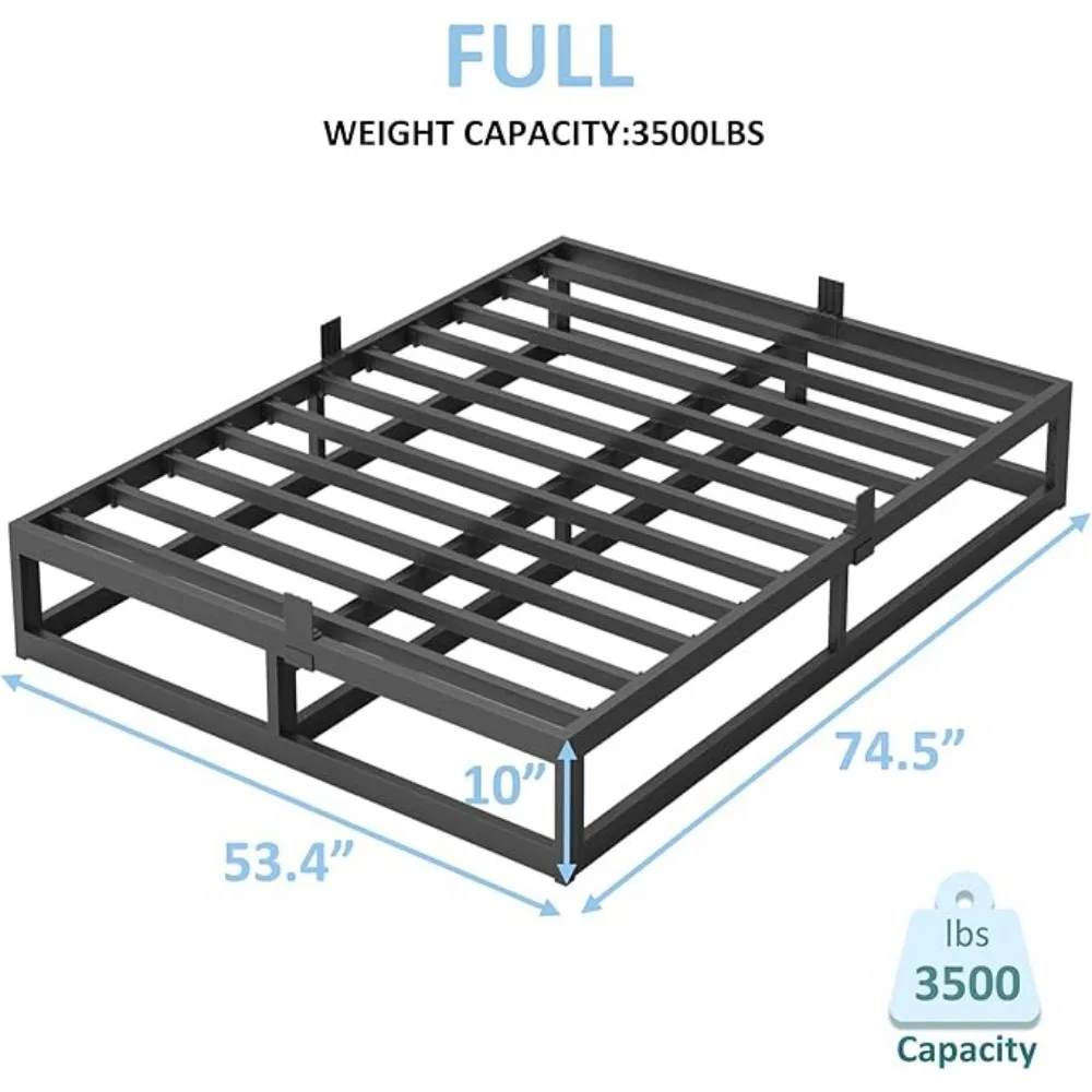 10Inch Full Size Bed Frame with Steel Slat Support, Metal Platform Bed Frame Support Mattress Foundation,/Easy Assembly