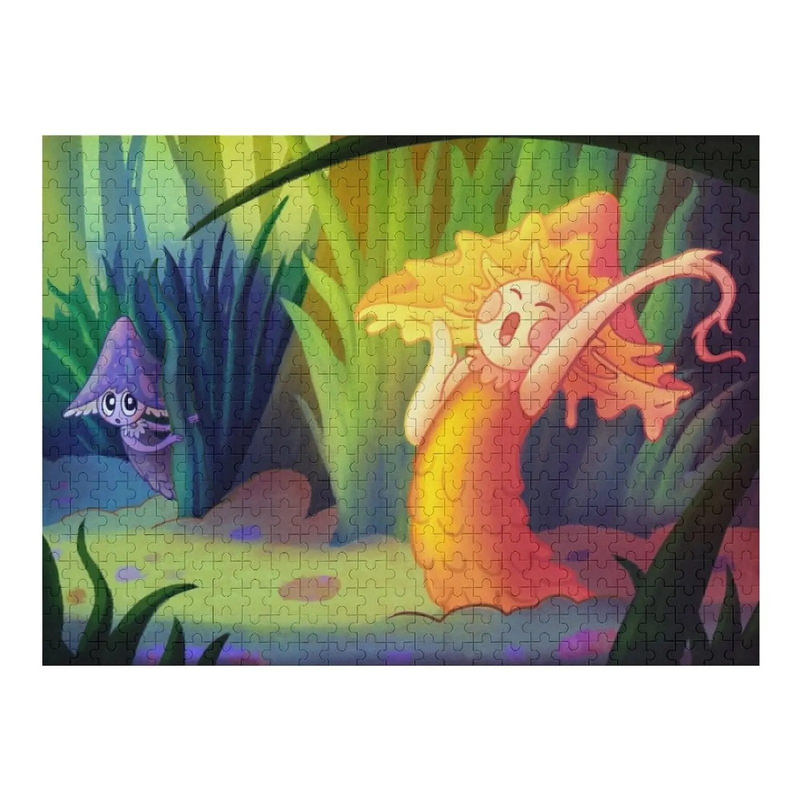 

New Neighbor (Cute Yawning Mushroom Painting) Jigsaw Puzzle Personalized Name Custom Child Puzzle