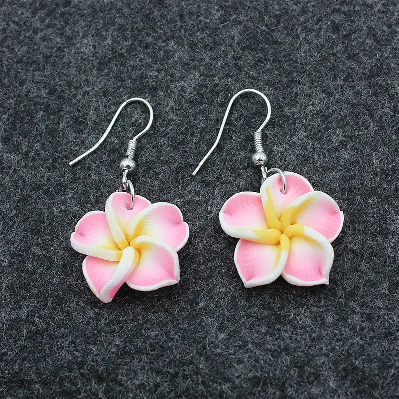 Lovely Girl Women Fimo Polymer Clay Flower Jewelry Sets Bohemia Fimo Plumeria Flowers Earrings Necklace Jewerly Gift