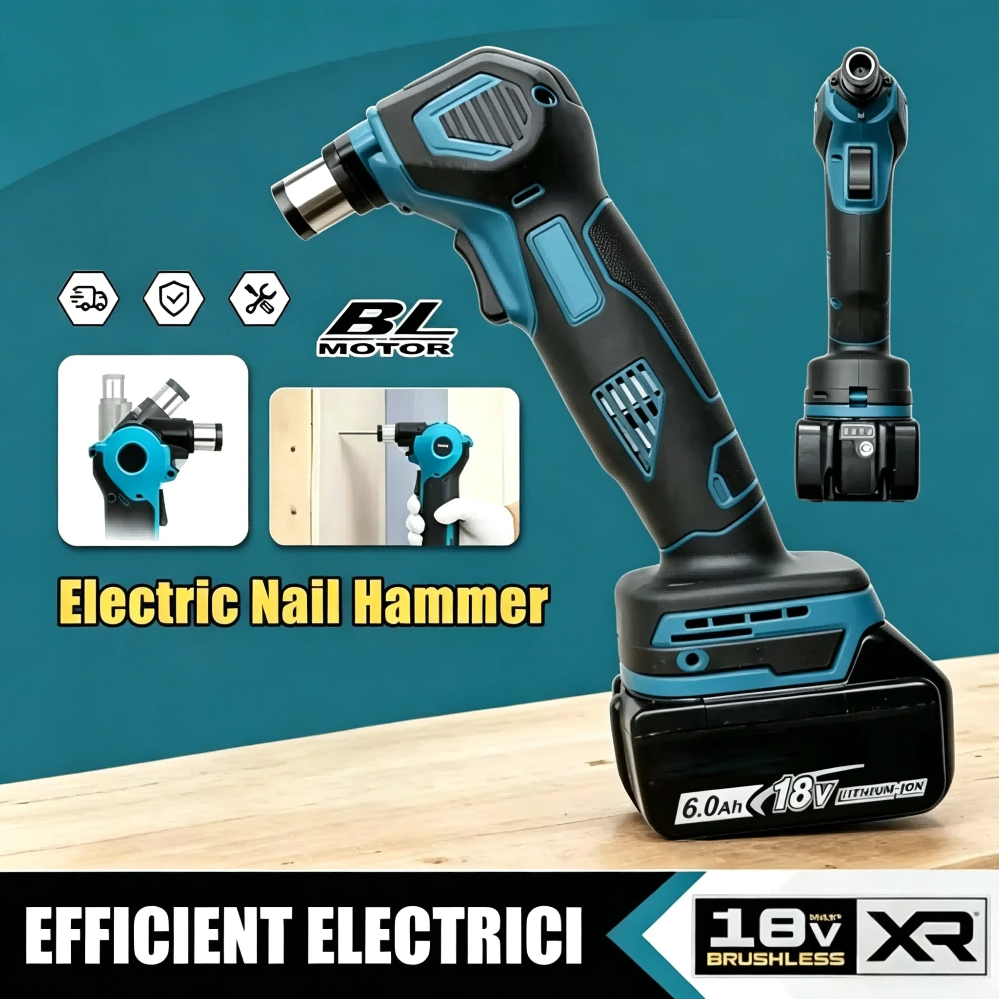 For Makita Cordless Auto Hammer Palm Nailer Electric Nail Hammer 19000 RPM Rechargeable Handheld Power Tool For 18V Battery