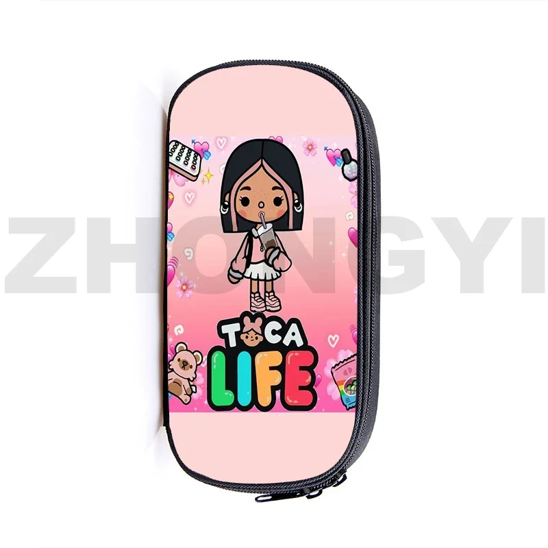 Hot Game 3D Toca Boca Pencil Case Cute Anime Toiletry Bag Cosmetic Cases Canvas Harajuku Kids Girls Toca Life World Pencil Pouch