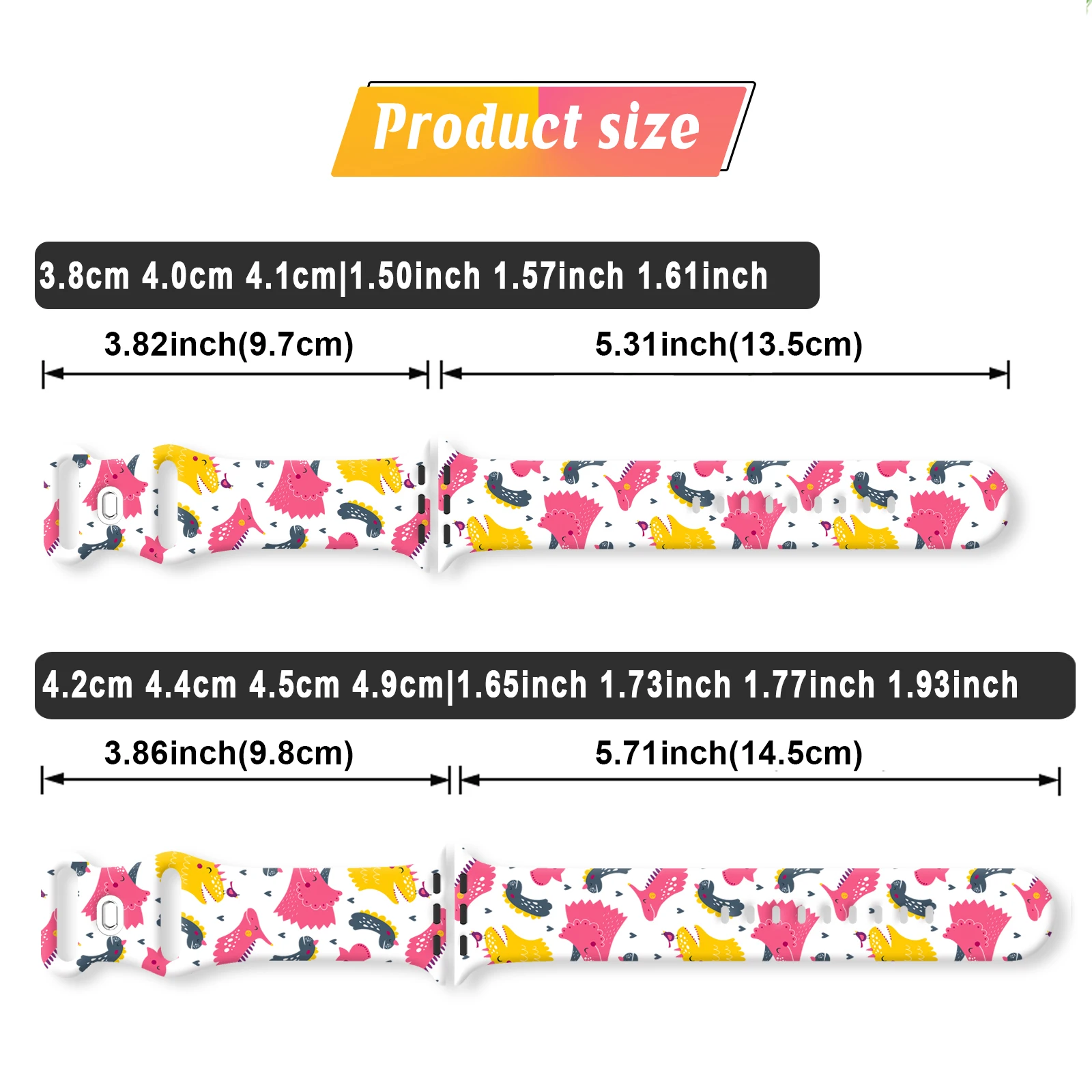 カラフルな恐竜シリーズプリントストラップ Apple Watch 11 10 9 用シリコンバンド交換可能なブレスレット iWatch 46/44/42mm ウォッチバンド用