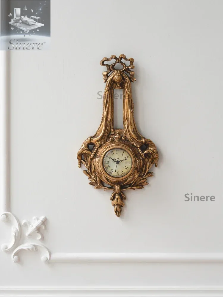 

Retro retro French decorative wall clock decoration living room clock antique old medieval carved clock
