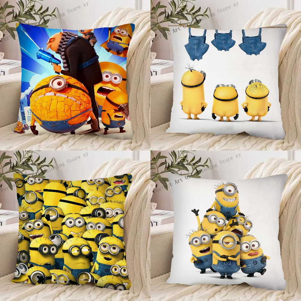 Cute Cartoon M-Minions Pillow Case Fashion Square Pillowcase Bedroom Sofa Room Ins Decoration Leisure Cushion Cover